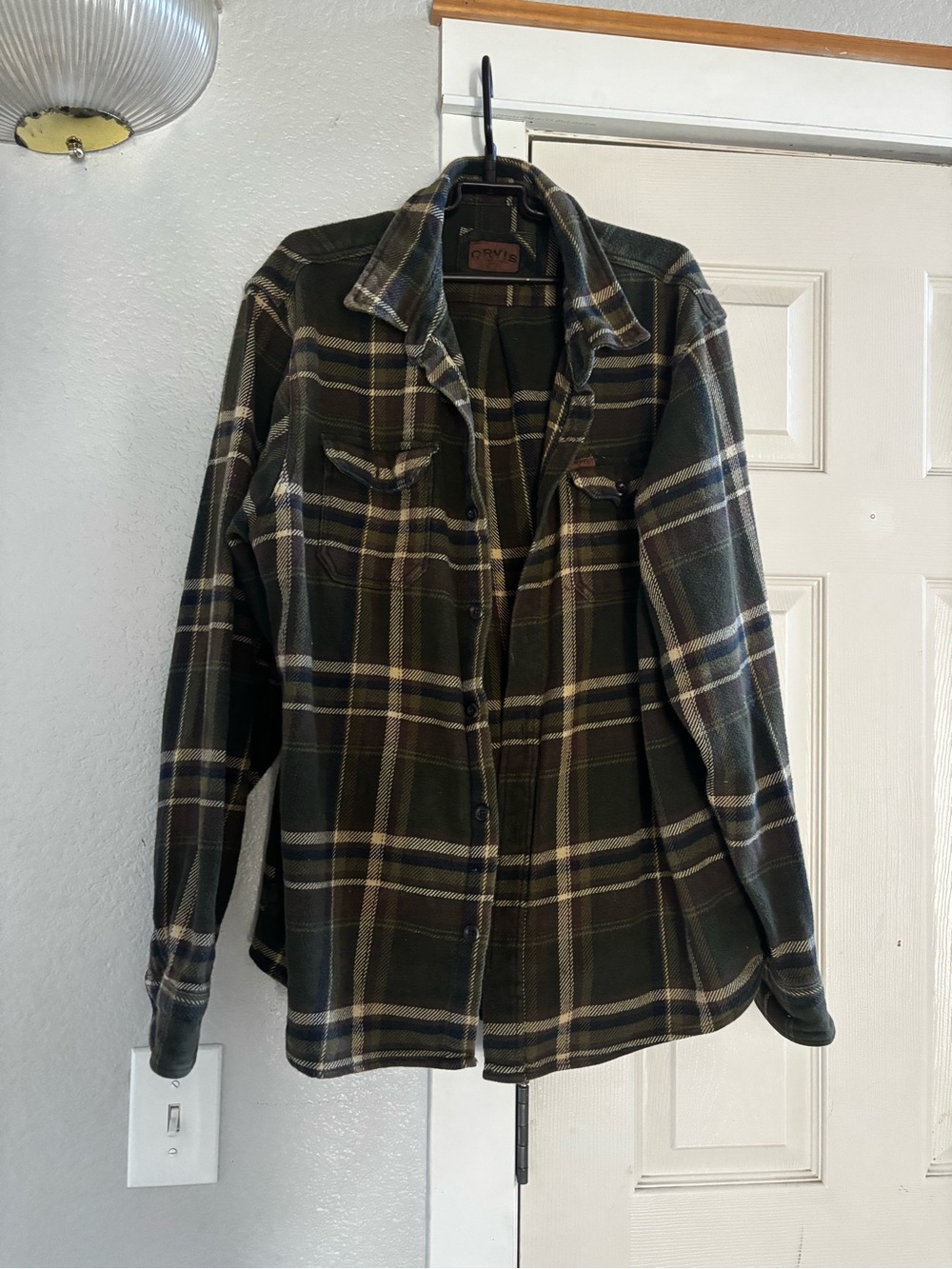 Orvis Men's Green Plaid Button-Up Flannel XL